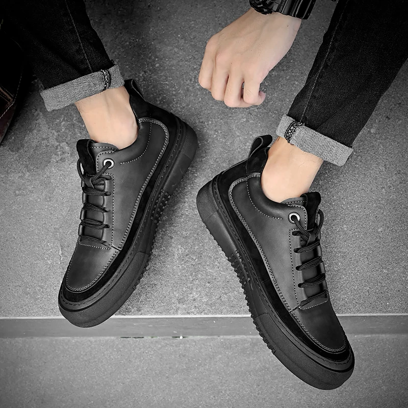 Casual Sneakers Leather Handmade Men Shoes Sneakers Fashion Trend Men Shoes Sneakers Breathable New Loafers Shoes