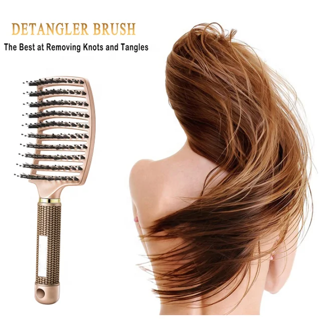 Detangling Brush Boar Bristles Hair Brush Curved and Vented Speed Dry Detangler Brush for Women Men Kids Wet and Dry Hair
