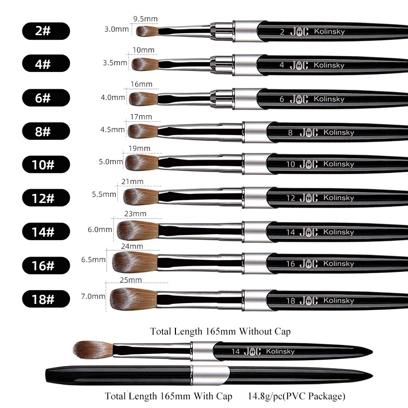 100% Pure Kolinsky Hair Nail Art Brush Round Nail Oval Brush Acrylic OEM Logo Black Color Handle