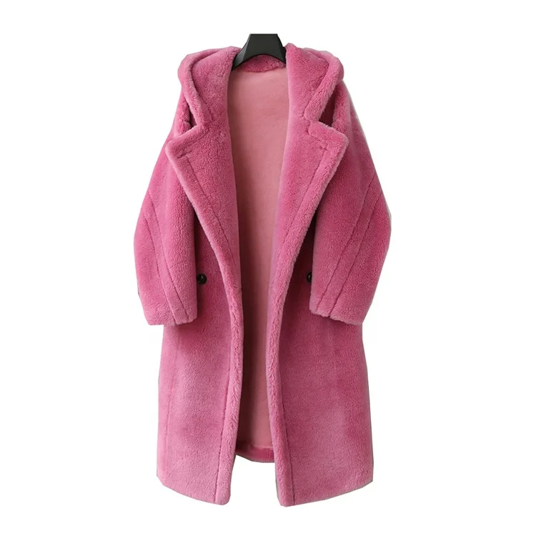 Women Oversize Teddy Jacket Coat Plus Size Large Hood Winter Warm Fleece Thick Sheep Lamb Fur Sheepskin Fur Coat