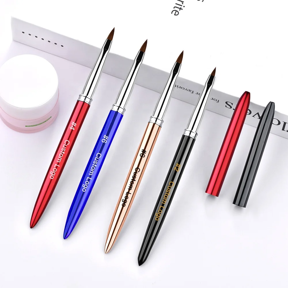 Customized Logo 3D Brush Kolinsky #2/4/6 for Flower Nail Supplies Pincel Acrylic Pure Kolinsky Professional