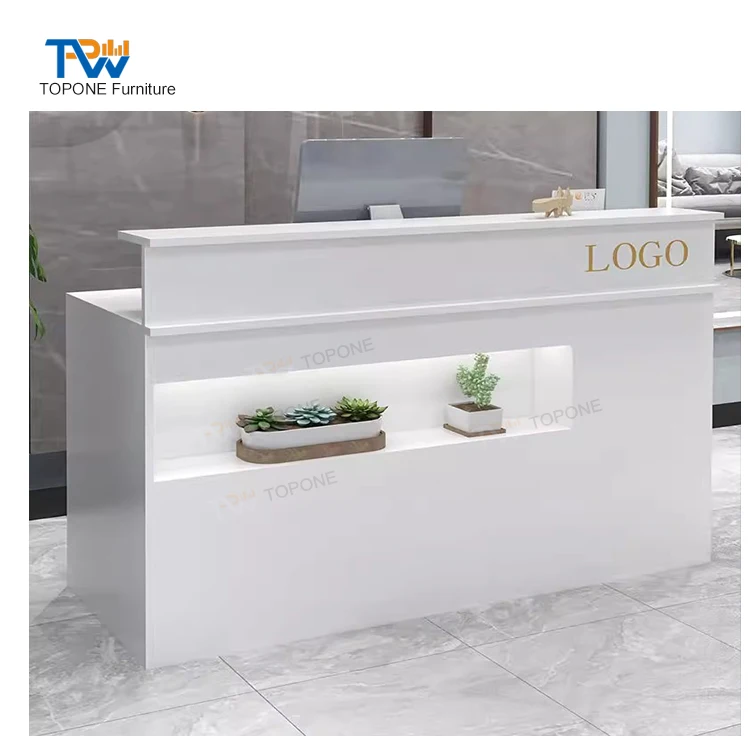 Professional Customized white Colour Special Small office counter design standing Reception Desk