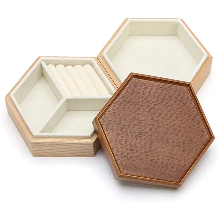 Luxury Wooden Jewelry Box Two Layers Solid Wood for Necklaces Earrings Bracelets Storage with Lid