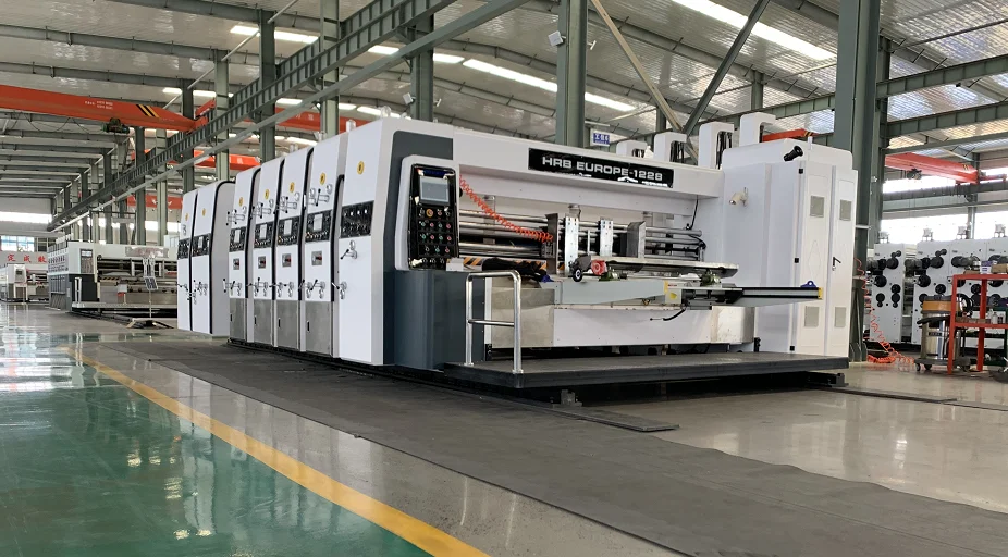 High speed PLC automatic corrugated cardboard flexo paper printer pizza carton box printing diecuttingslotting packaging machine