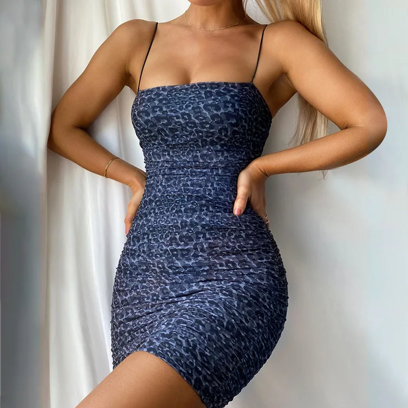 
Woman Mesh Dress Elegant Slip Dresses Women Casual Party Night Club Black Spaghetti straps Sexy Bodycon Dress 