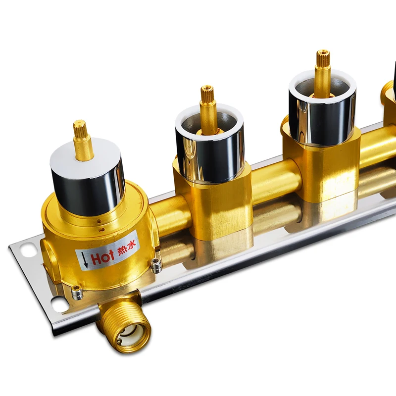 4 Function Shower Diverter Valve High Water Flow Contemporary Cold and Hot 5 Handles Brass Chrome Shower Valve