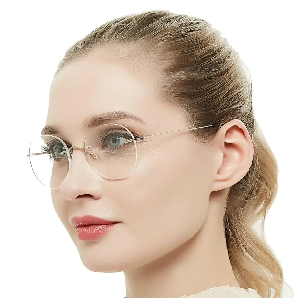 Spectacle Frame Eyeglasses Women Men Computer Optical Prescription Male Titanium Rimless Clear Lens Glasses Frame