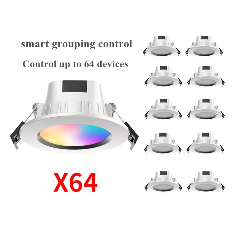 BT Mesh group control Smart downlight dimmable CCT RGBW  led lights APP Alexa Google home Wifi Smart LED down light