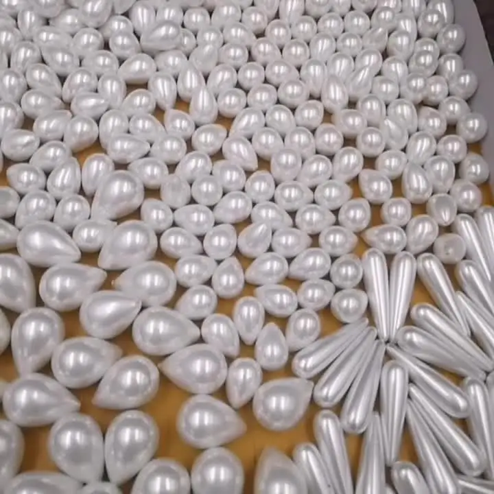 Different Sizes Imitation Tear Drop Loose Pearl Half Hole Glass Beads For Jewelry Making