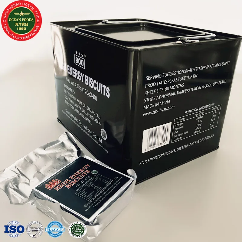  Mre упаковка пищевых продуктов для выживания крекеры быстрого восстановления сжатое Бисквитное печенье 900 OEM ODM соленый сладкий морской хлеб из Китая; Квадратный твердый евр