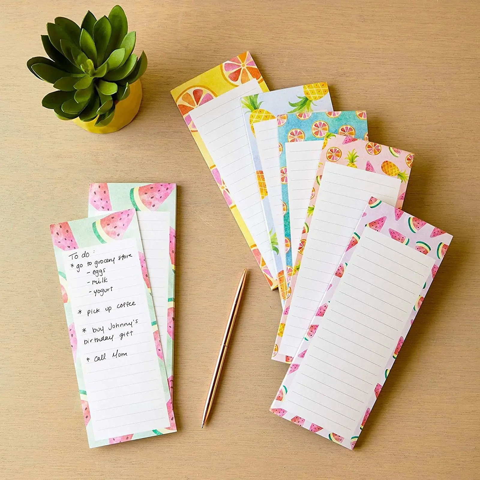 Custom Printed Floral Design Tear Off Memo Pad Magnetic Weekly Meal Planner Notepads for Fridge