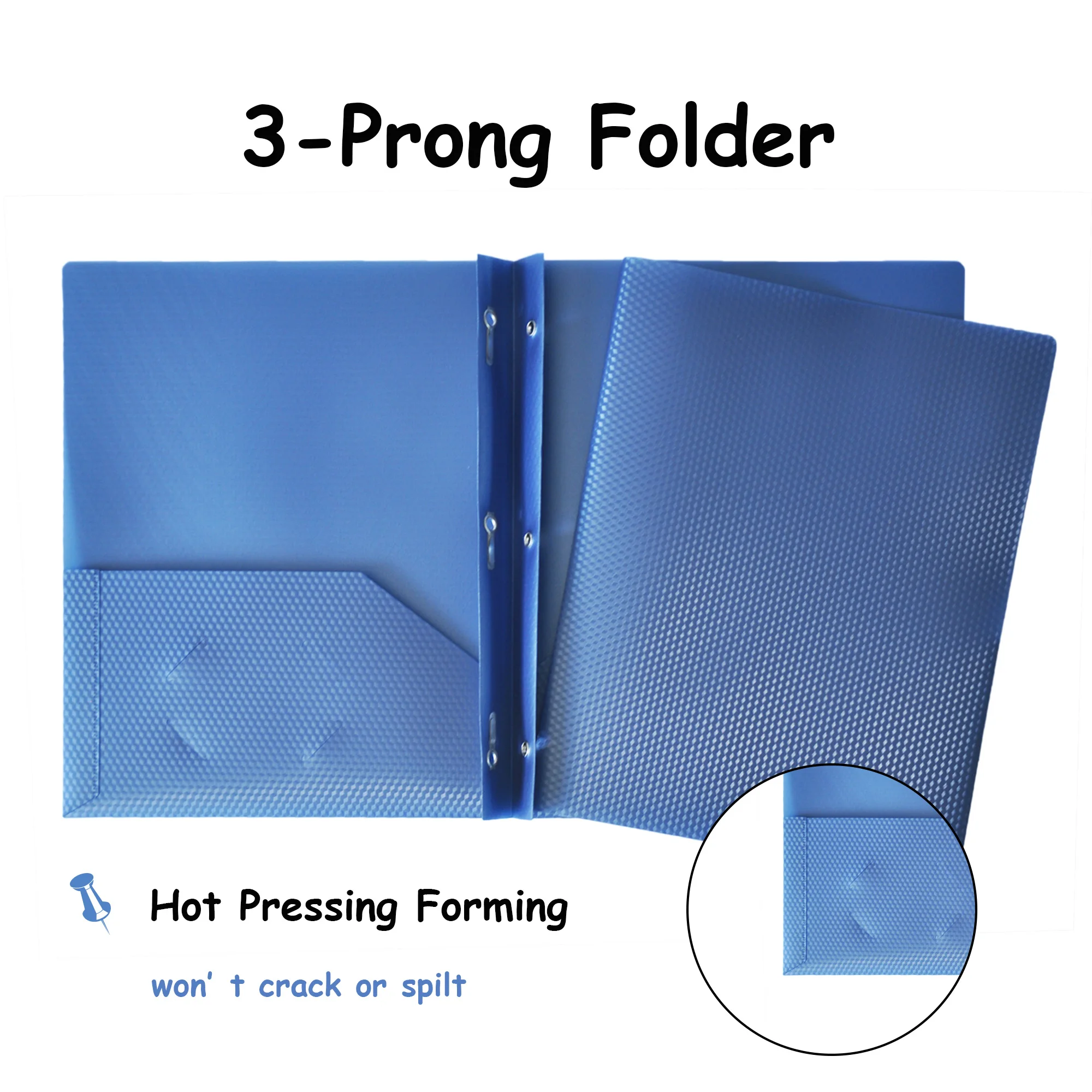 Letter Size Poly Plastic PP Two Pockets Portfolio Files Holder Documents Folder With 3 Metal Prongs