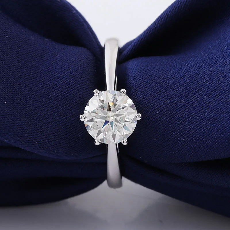 women customized wedding ring 6 prongs 18k white gold ring laboratory-grown diamonds 1ct natural diamond