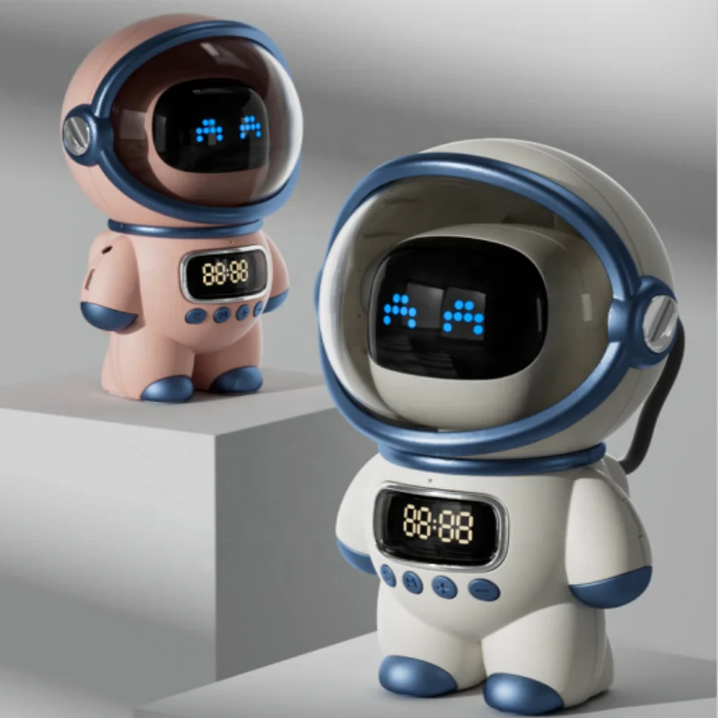 New Arrival Astronaut Design Alarm Clock  BT Speaker FM Radio TF Card Bedside Smart Wake up Table Clock