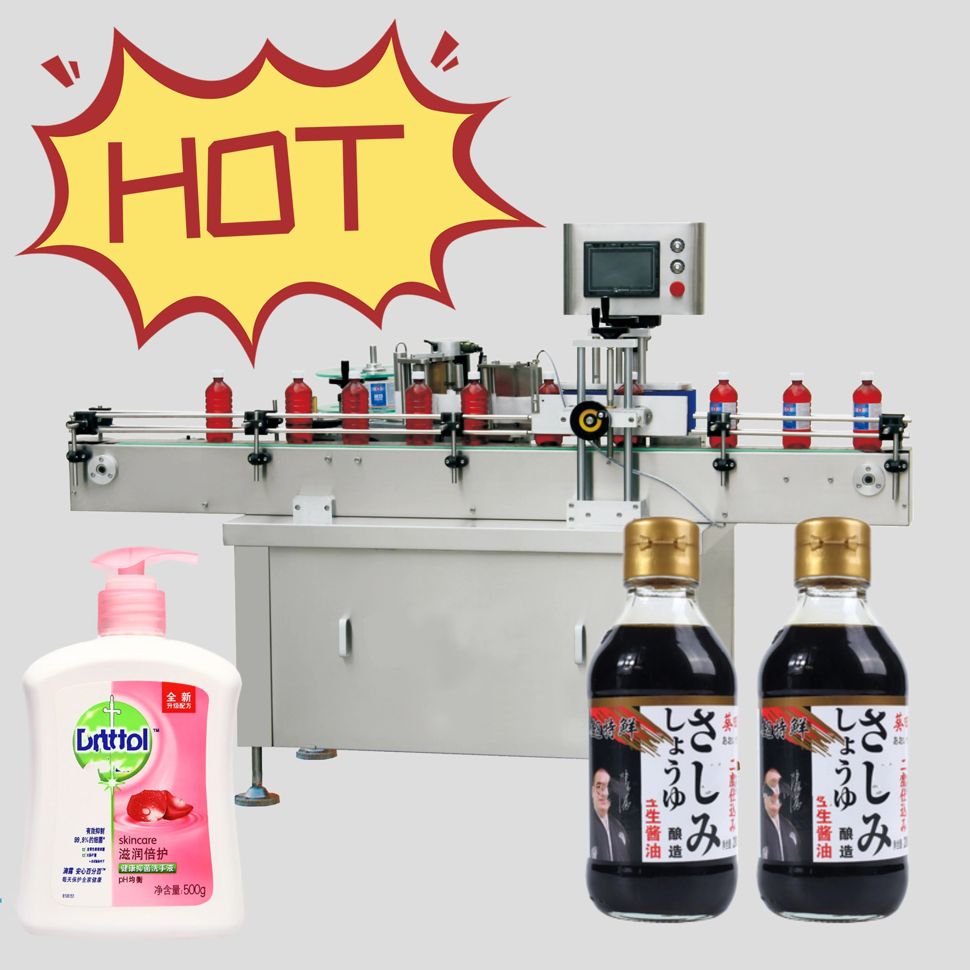 pet bottle labeling machine adhesive label for plastic drink food cosmetic pesticide ketchup bottles adhesive label machine