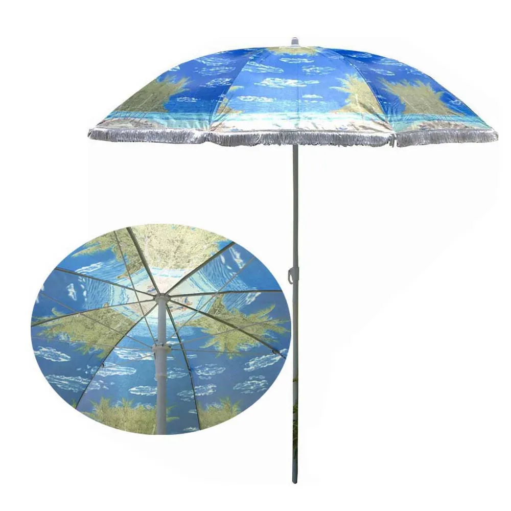 34 inch small size cheap polyester beach umbrella with tassels and bag
