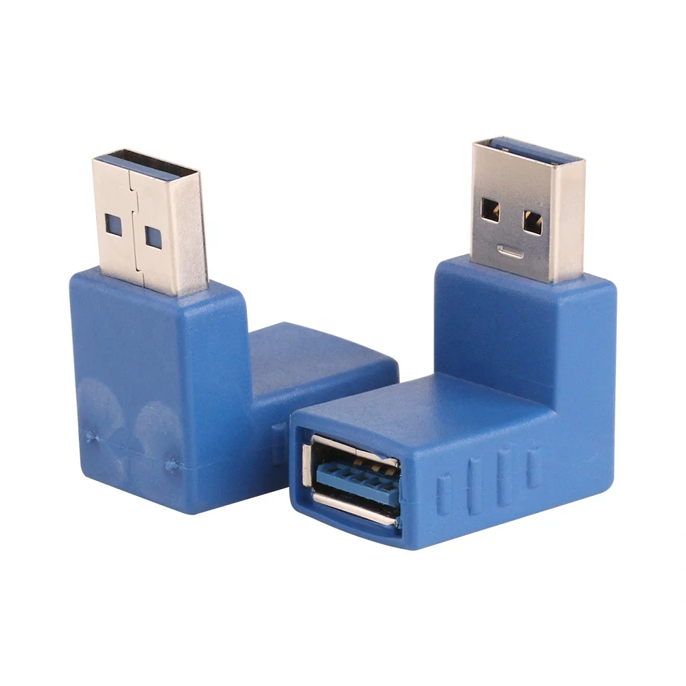Синий 90 градусов прямоугольный Переходник USB 3 0 A папа-мама для ноутбука и