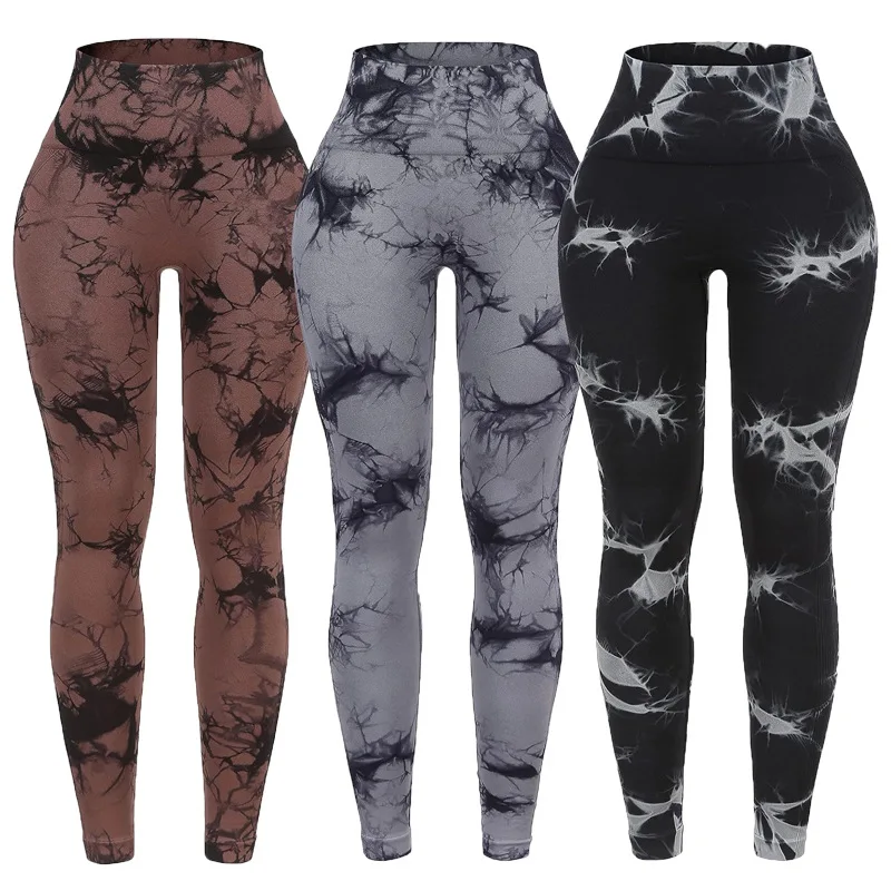 Hot Sale Tie Dye Peach Hip High Waist Yoga Pants Slim Scrunch Butt Quick Drying Breathable Fitness Yoga Leggings For Women