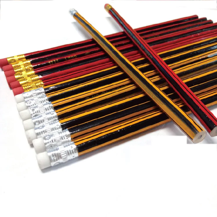 red and black hb pencil with eraser top