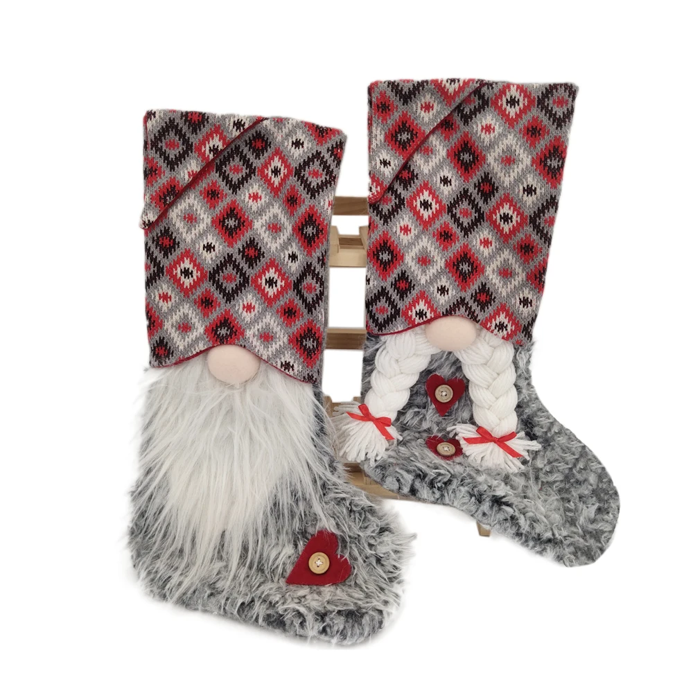 Отличный сервис праздничные товары от производителя Подарочные рождественские украшения для отца Санта-Клауса лицо Рождественский чулок