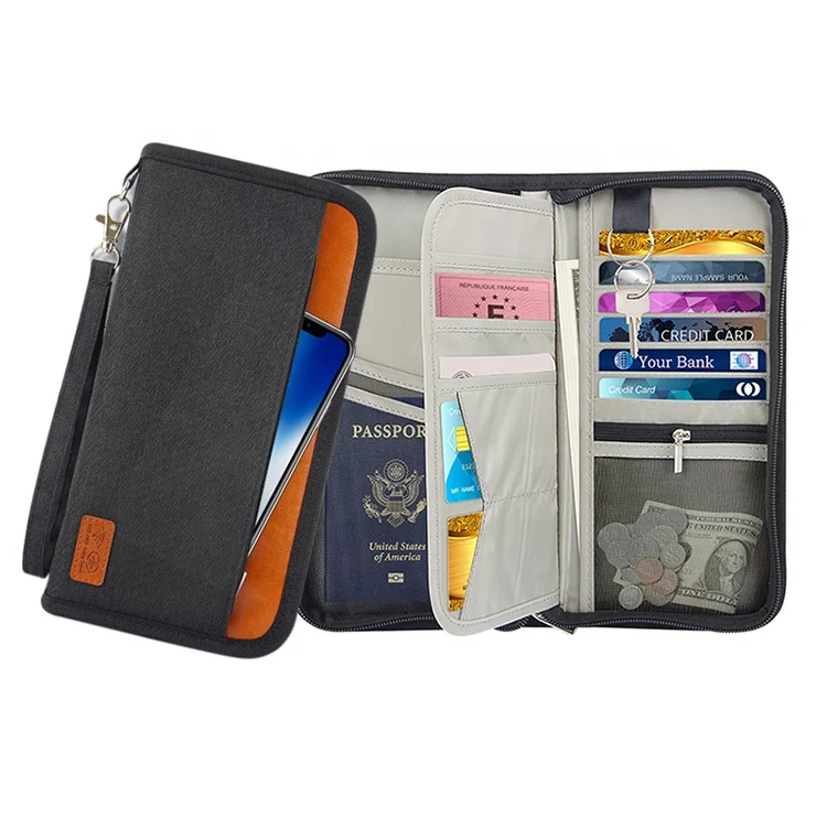 passport and vaccine card holder combo rfid passport wallet pu leather family passport holder for 4 to travel