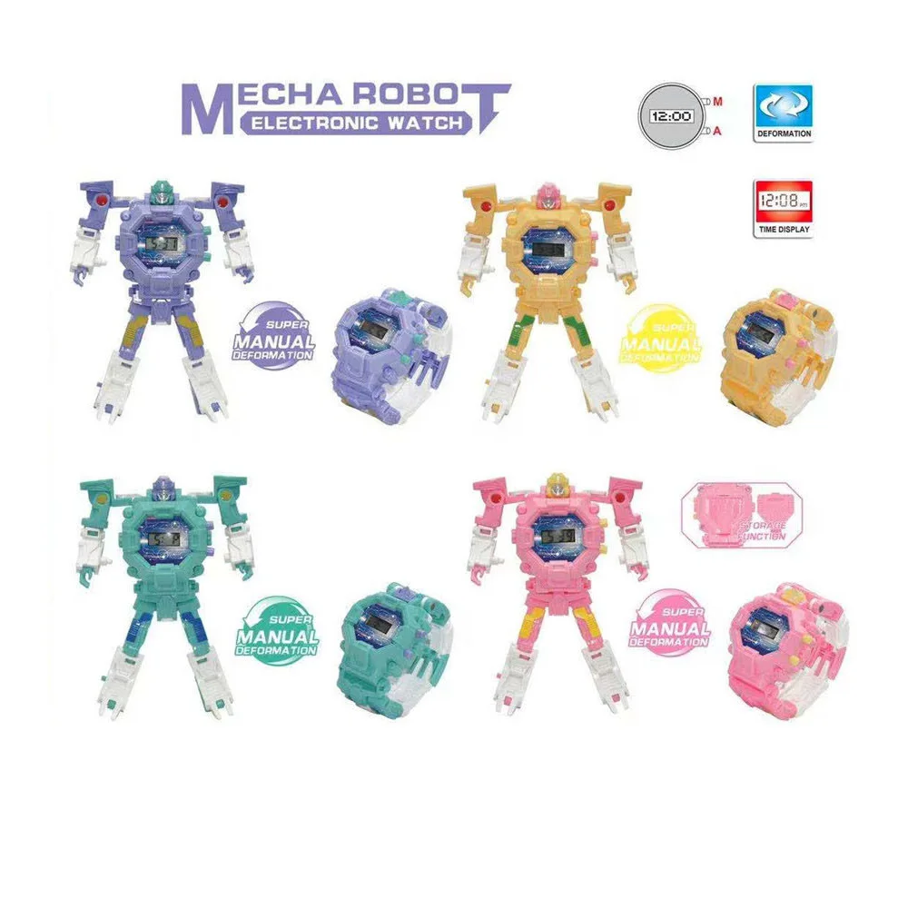 New Arrival Cartoon DIY Creative Deformation Electronic Digital Watch Robot Watch Toys