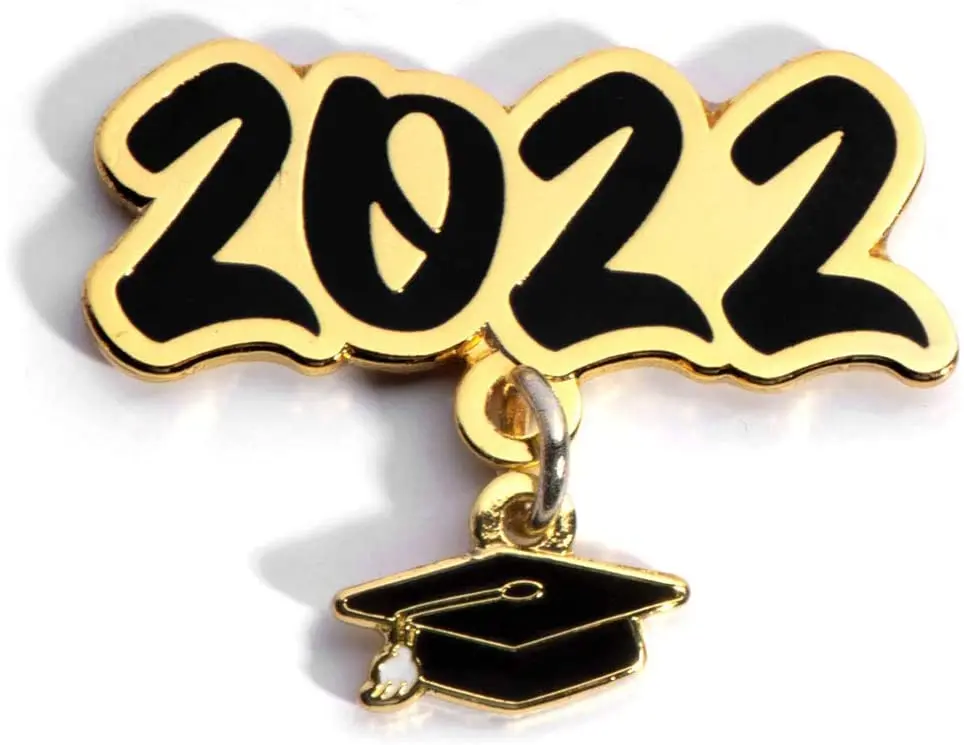 2022 Graduate Graduation Cap Gold Custom Pin Badge Metal Enamel Lapel Pin