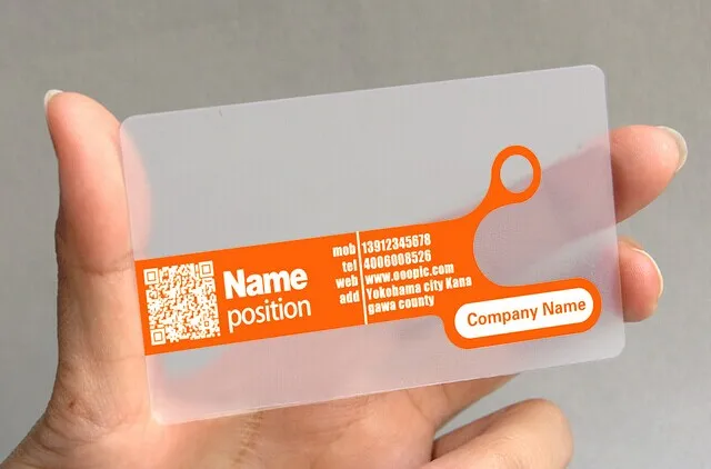 High quality transparent plastic custom business card logo print