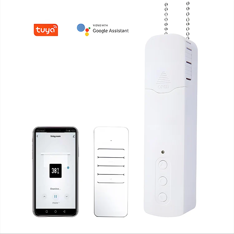 Tuya Smart Home Zigbee Remote Control Shade Shutter Zebra Chain Roller Motor Solar Panel Alexa Smart Curtain Blinds Window