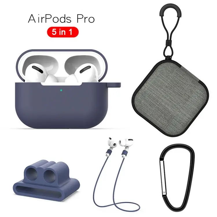 Силиконовый чехол для AirPods Pro, защитный чехол для AirPods Pro, набор аксессуаров для наушников с ремешком, сумка для хранения