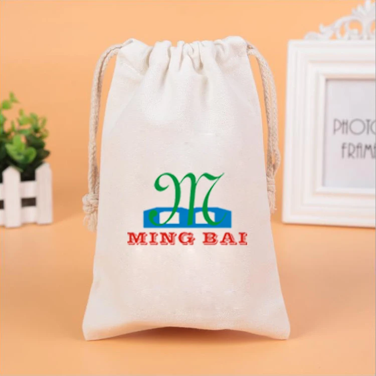 Latest Trend Small Business Drawstring Canvas Cosmetic Bag Gift Bag