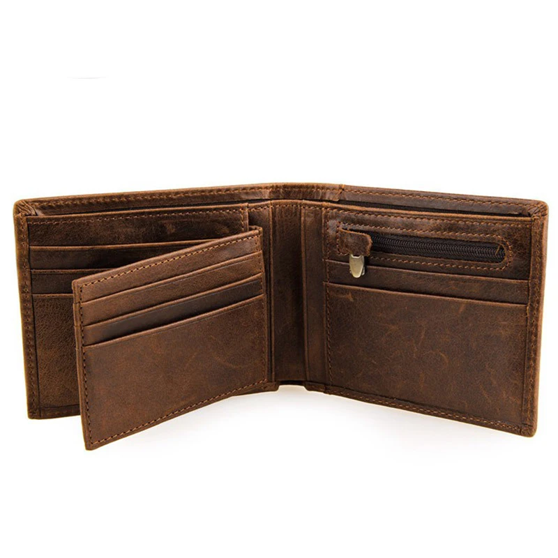 Crazy horse first layer cowhide custom leather RFID men wallet