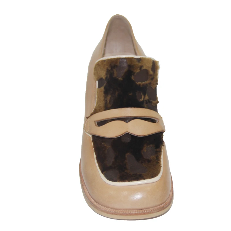 
China Manufacturer Handmade classical high quality leather and real fur women casual shoes 