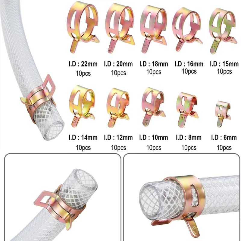 Spring Clips High Quality Stainless Steel Galvanized Material Fuel Oil Line Water Hose Pipe Fastener Tube Clamp Accessories