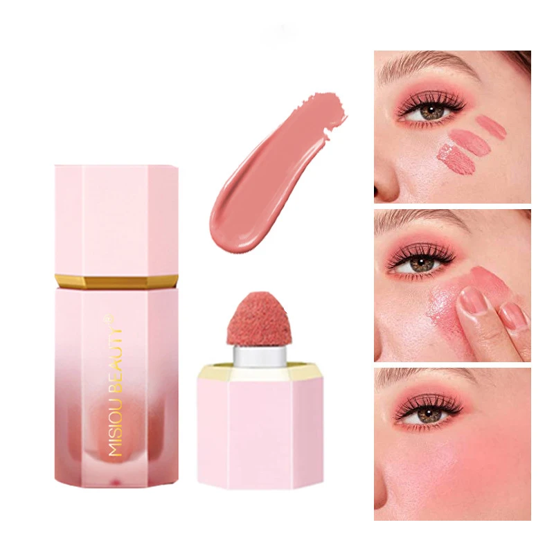 New Arrival Face Makeup Soft Sponge Tip Pigmented Blusher Long Lasting Vegan Matte Cheek Tint Dewy Liquid Blush Waterproof 50g