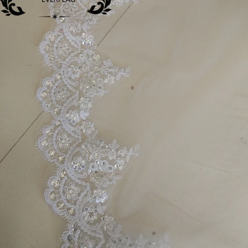 S2958F, лидер продаж, белая слоновая кость, 3 м, кружевная Свадебная расческа, блестки, свадебная вуаль
