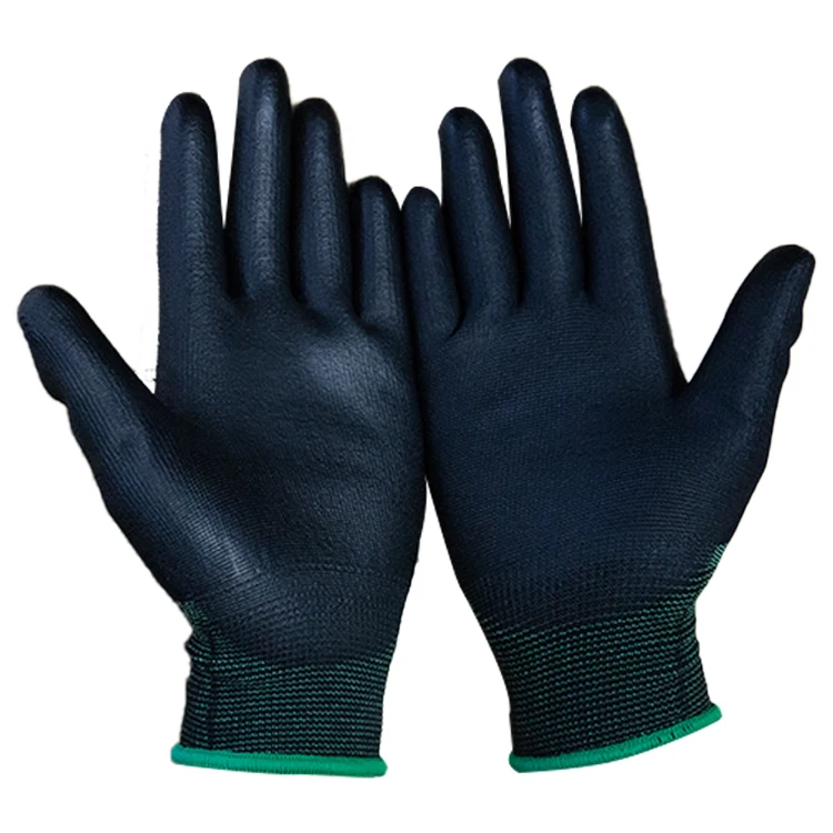 CE certification and EN388 Cheap Black Protective PU Coated Safety Work Gloves for Industrial Hand Protection Garden Gloves