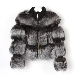 Новый дизайн 2021, женская одежда, короткая куртка из лисьего меха, Женское зимнее кожаное пальто из натурального меха