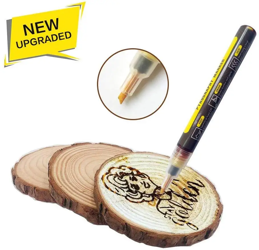 Wood Burning Marker Pen, Chemical Scorch Pen Marker for DIY Wood Painting, Replace Wood Burning Iron Kit, Easy use and Safe