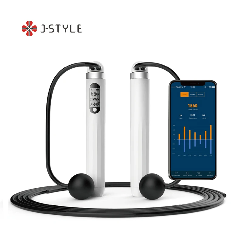 J-Style 2023B smart app skipping rope with digital calorie counter jumprope adjustable high speed weighted jump rope for fitness