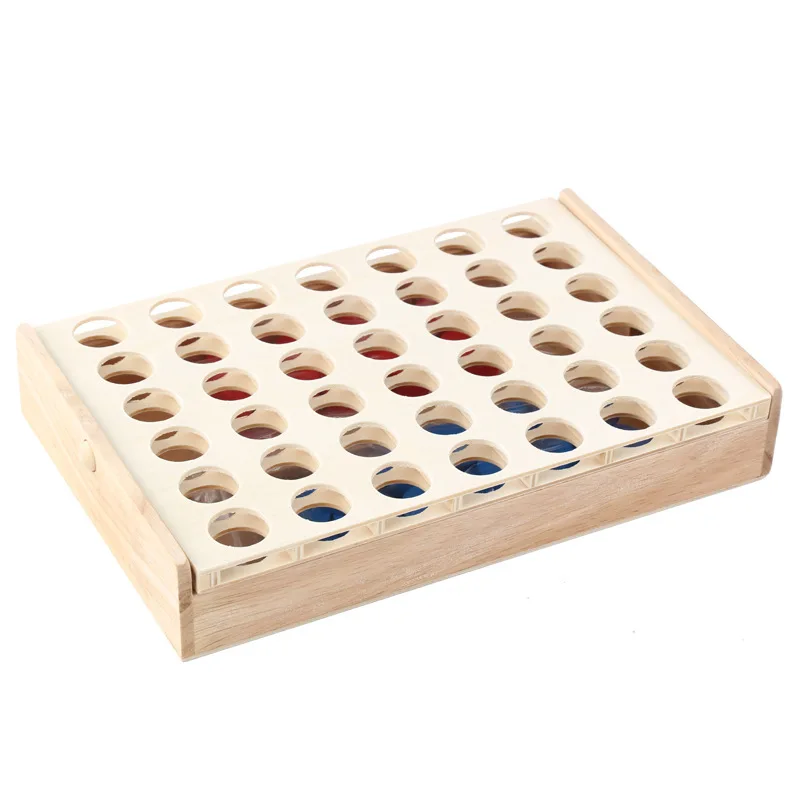 Connect 4 In A Line Board Game Children Educational Toys Wooden Foldable Kids Children  Puzzle Toy Bingo Game