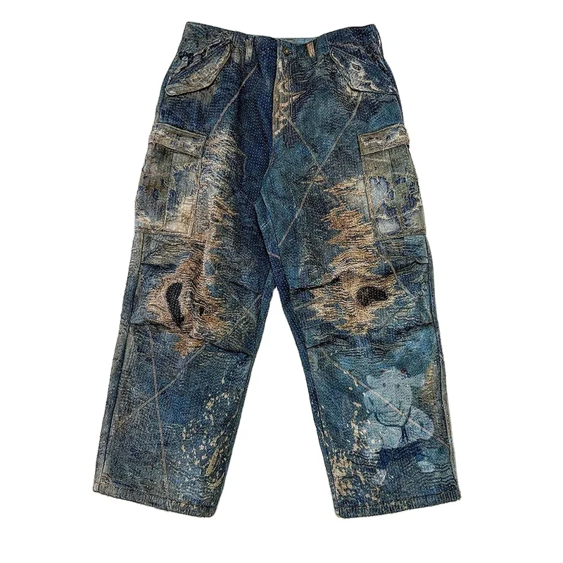 DIZNEW Baggy jeans manufacturer custom heavy destroy wash denim jeans hombre crazy new fashion jeans pants for men