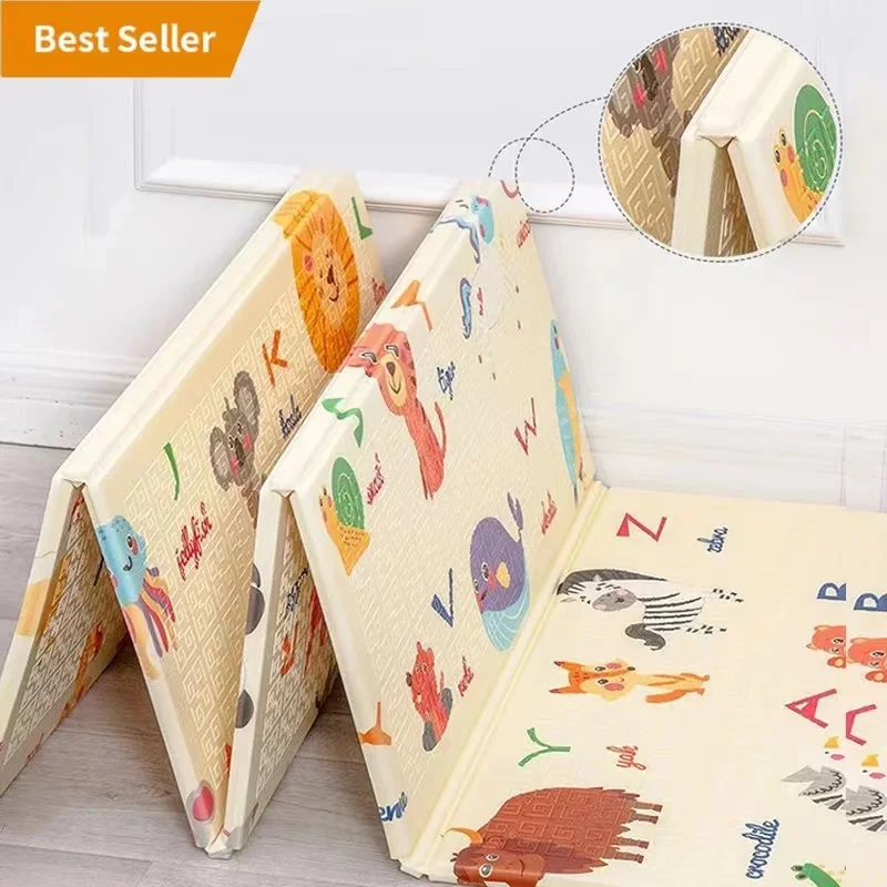 Children Double Sided Non-Toxic Educational Toy Large Cartoon Pattern Foldable Floor Pad Carpet Xpe Foam Baby Crawling Play Mat