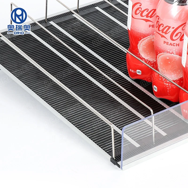 Supermarket Flex Gravity Roller Shelving System Beverage Pusher System Display Rack