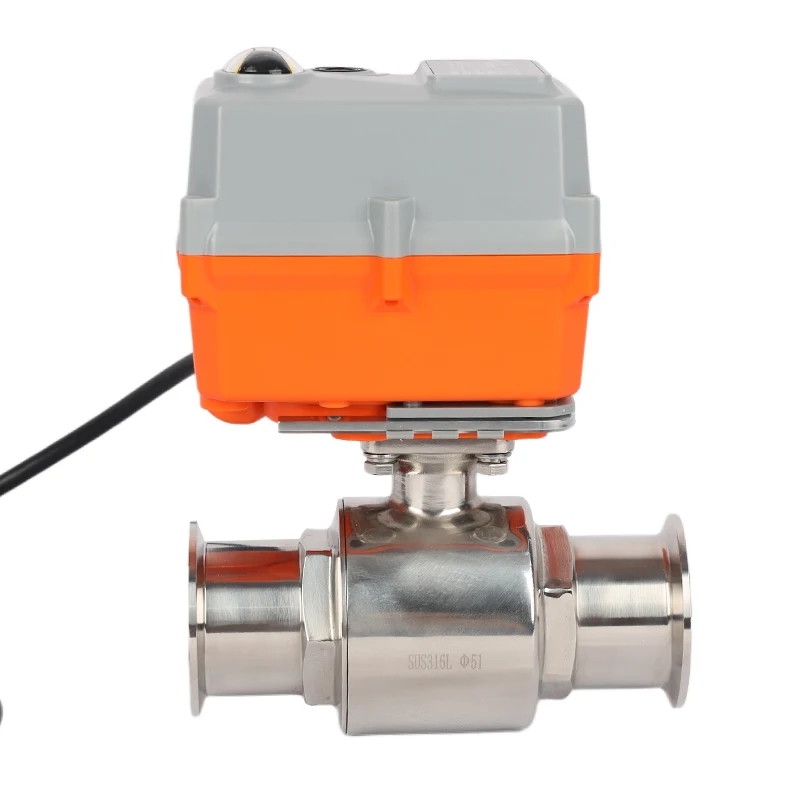2 inch 4 inches 12V 2 Way Stainless Steel Sanitary Water Control Motorized Valve Electric Actuator Ball Valve
