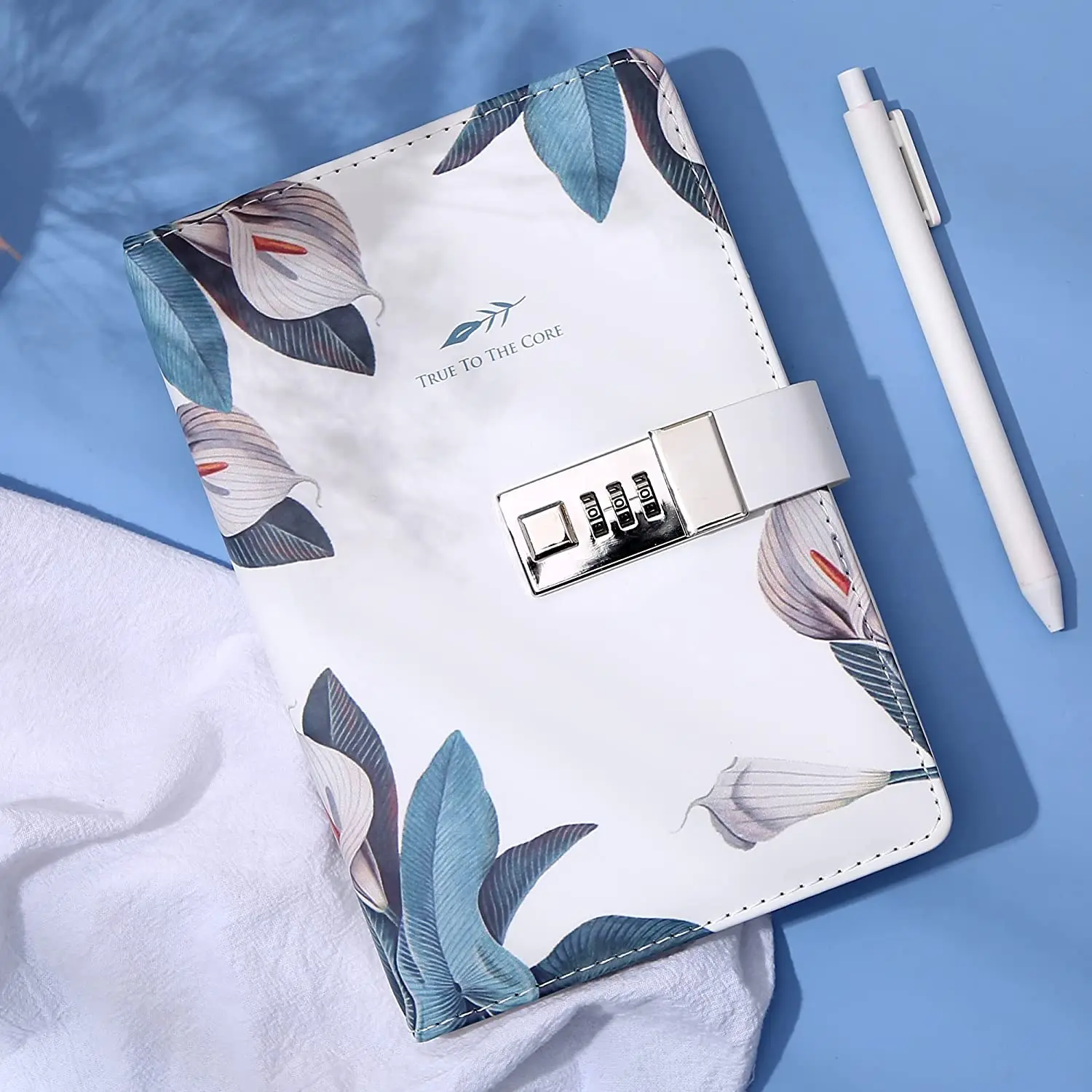Uptodate Leather Cover A6 Refillable Notebook Journals Budget Planner Daily Diary with Combination Lock