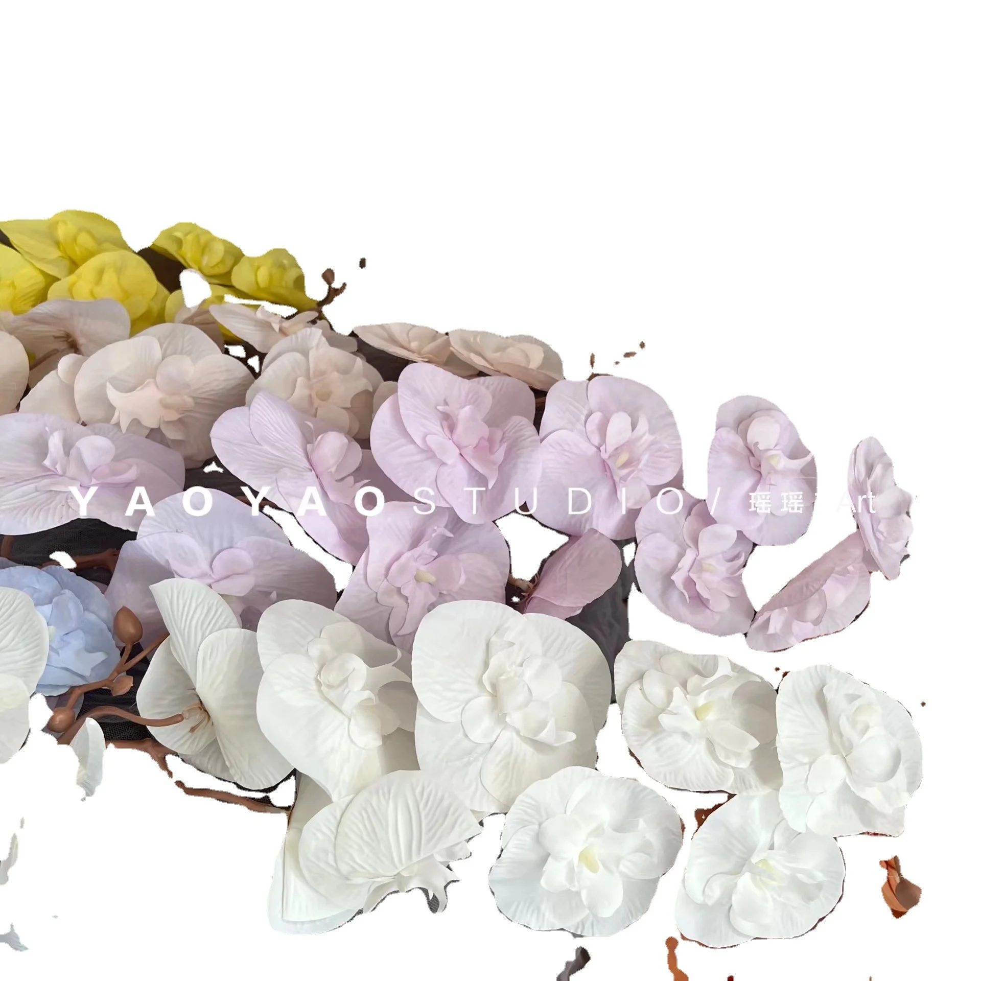 12 Orchid Phalaenopsis simulated Flowers Green Plant Wedding Arrangement for Auditorium Roadside Home Ornaments