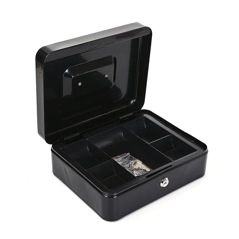 25cm Medium Size Metal Cash & Money Organizer Cosmetology Storage with Removable Tray for Savings & Safe Box for Coins & Bills