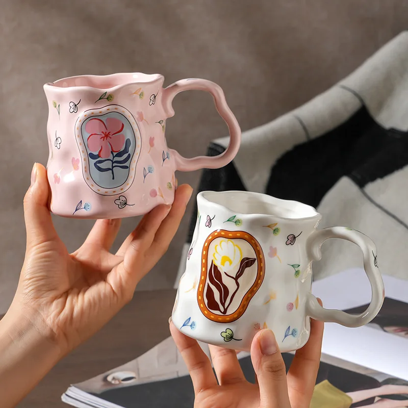 New 380ml Dream flower cluster Ceramic mugs coffee milk cup women flowers tea water cups ceramic coffee milk mug cups
