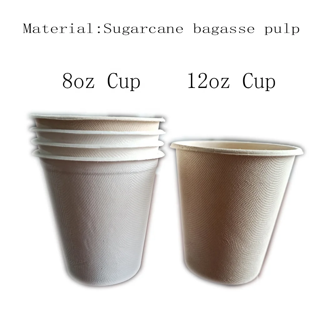 Disposable dinnerware sets Sugarcane bagasse double cup tray Biodegradable Packaging cup tray